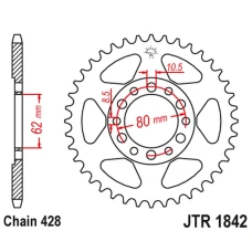 ЗАДНЯ ЗІРКА JR 842 42 YAMAHA YZ 80 '81-83', DT 125/175 '74-77',TW 125 '99-02', TW 200 '89-', XT 350 '85-00' (84242JT) (LANC428)