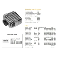 DZE РЕГУЛЯТОР НАПРУГИ KAWASAKI VN/ZL/ZZR 600/ZX 6R 95-97 (RGU-404,ESR260) (21066-1089, 21066-027) (SH650GA, SH650A-12)