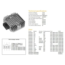 DZE РЕГУЛЯТОР НАПРУГИ KAWASAKI VN/ZL/ZZR 600/ZX 6R 95-97 (RGU-404,ESR260) (21066-1089, 21066-027) (SH650GA, SH650A-12)