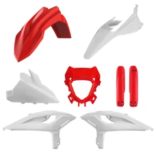 КОМПЛЕКТ ПЛАСТИКА POLISPORT (ПОВНИЙ KIT) BETA RR 2T/4T RACING '25-'26; RR 2T/4T X-PRO '25-'26 У КОМПЛЕКТІ ЗАХИСТ ДЛЯ ФАР (8681200001)  І КРИШКИ АМОРТИЗАТОРІВ (8399100001) КОЛІР ЧЕРВОНИЙ БІЛИЙ