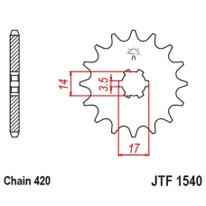 ПЕРЕДНЯ ЗІРКА JR CHT 504 14 KAWASAKI Z125 PRO (BR125) '17-'18 (50414JT) (LANC. 420)