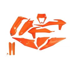 UFO 2024/01 КОМПЛЕКТ ПЛАСТІКОВ Z OSLONAMI ТЕЛЕСКОПІЧНИЙ (АМОРТИЗАТОРІВ) KTM EXC 125 '20-'21, EXC 250 / 300 '20-'23, EXC-F 250 / 350 / 450 / 500 '20-'23 КОЛІР КОЛІР ПОМАРАНЧ