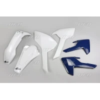 UFO КОМПЛЕКТ ПЛАСТІКОВ HUSQVARNA TE/TX 125/250/300 '17-19, FE 250/350/450/501 '17-19 КОЛІР OEM (БІЛИЙ, КРИШКИ РАДІАТОРІВ NIEBIESKIE) (HU618E999)