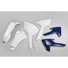 UFO КОМПЛЕКТ ПЛАСТІКОВ HUSQVARNA TE/TX 125/250/300 '17-19, FE 250/350/450/501 '17-19 КОЛІР OEM (БІЛИЙ, КРИШКИ РАДІАТОРІВ NIEBIESKIE) (HU618E999)