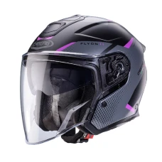 МОТОШОМ ВІДКРИТИЙ CABERG JET FLYON II BOSS КОЛІР ЧОРНИЙ МАТОВИЙ/СІРИЙ/ФУКСІЯ (НАСИЧЕНИЙ РОЖЕВИЙ) РОЗМІР XS