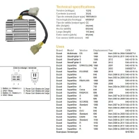 DZE РЕГУЛЯТОР НАПРУГИ DUCATI DS 1000 MULTISTRADA '03-'04, DUCATI 749/848/999/1098/1099/1198 (OEM-540.4.019.1A) (SH579EA) (ESR538)