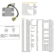 DZE РЕГУЛЯТОР НАПРУГИ DUCATI DS 1000 MULTISTRADA '03-'04, DUCATI 749/848/999/1098/1099/1198 (OEM-540.4.019.1A) (SH579EA) (ESR538)