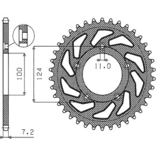 SUNSTAR ЗІРОЧКА ЗАД 4443 36 DUCATI 749 '03-'06 (JTR744.36) (LANC. 525) (444336JT)