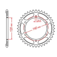 ЗАДНЯ ЗІРКА MTX PARTS 498 42 KAWASAKI VN 800 CLASSIC '96-'06, VN 800 VULKAN '97-'05 (JTR499.42) (LANC. 530)