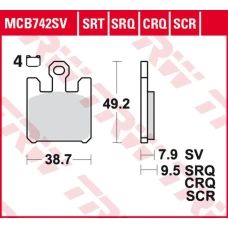 TRW LUCAS ZF КОЛОДКИ ДИСКОВІ ТОРМОЗНІ KH369/4 КАРБОН RACING KAWASAKI ZX-6RR 600, ZX-6R 636 '03-'06, ZX-10R '04-'07, ZX-12R '04-'06, SUZUKI GSX-R 1000 '03, DERBI MULHACEN 659 '05, ПЕРІД