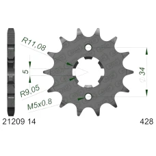 AFAM 2026/06 ШЕСТЕРНЯ ПЕРІД 2053 14 YAMAHA TW 125 (LANC. 428) (JTF1559.14)