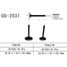 VESRAH КЛАПАН ВИПУСКНИЙ YAMAHA YFM 450, KODIAK, GRIZZLY, WOLVERINE '03-14' (1 NA ТРАНСПОРТ) (OEM: 5GH-12121-00) (1 ШТ.) (MADE IN JAPAN)