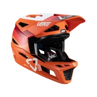 LEATT (НОВИНКА 2024) ШОЛОМ ВЕЛОСИПЕДИ MTB GRAVITY 4.0 V24 HELMET FLAME КОЛІР POMARANCZOWY/BORDOWY/BIALY РОЗМІР S (55-56 CM)