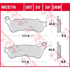 TRW LUCAS КОЛОДКИ ДИСКОВІ ТОРМОЗНІ KH388 SINTER STREET HONDA CBF 500 04-08, CBF 600 04-15, NT 700 V 06-13, XL 700 V 08-13, XL 1000 V 04-13, SUZUKI BURGMAN 125 07-13, ПЕРІД