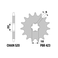 PBR 13/07 ШЕСТЕРНЯ ПЕРІД 423 14 (LANC. 520) (MADE IN ITALY)