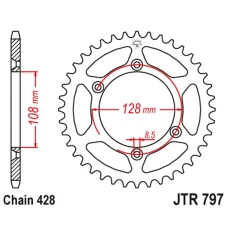 JT ЗІРОЧКА ЗАД 4488 57 KAWASAKI KLX 125 '03-06, SUZUKI DR-Z 125 '03-20 (448857JT) (LANC. 428)