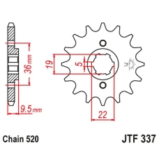 JT ЗІРОЧКА ПЕРІД 337 12 HONDA TRX 250/300, CR 250 '82-'85, CR500 '84-'85 (33712JT) (LANC. 520)