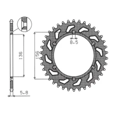 SUNSTAR ЗІРОЧКА ЗАД 702 48 BETA 450/498/520 RR '10-14, GAS GAS EC 125/200/250/300/400/450/515 '01-15, HUSQVARNA CR/WR 250/300/360, TE 410/510/570/61