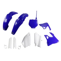 UFO КОМПЛЕКТ ПЛАСТІКОВ (ПОВНИЙ KIT) Z OSLONAMI ТЕЛЕСКОПІЧНИЙ (АМОРТИЗАТОРІВ) YAMAHA YZ 125 '96-'99, YZ 250 '96-'99 КОЛІР NIEBIESKI/BIALY 98-99 (YA294E999)