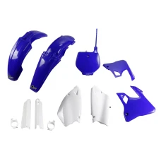 UFO КОМПЛЕКТ ПЛАСТІКОВ (ПОВНИЙ KIT) Z OSLONAMI ТЕЛЕСКОПІЧНИЙ (АМОРТИЗАТОРІВ) YAMAHA YZ 125 '96-'99, YZ 250 '96-'99 КОЛІР NIEBIESKI/BIALY 98-99 (YA294E999)