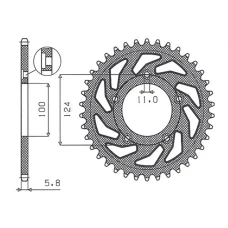 SUNSTAR ЗІРОЧКА ЗАД 4444 38 DUCATI MONSTER / ABS 821 '15- 20, PANIGALE 899 898 '14-15, SCRAMBLER ABS 800 '15-16 (JTR746.38) (LANC.520)