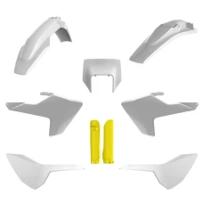 POLISPORT КОМПЛЕКТ ПЛАСТІКОВ (ПОВНИЙ KIT) HUSQVARNA TE/FE TPI '17-'19 W КОМПЛЕКТІ TABLICA ПЕРІД (8666900002) I КРИШКИ AMORTYZAROROW (8398900004) КОЛІР BIALO ЖОВТИЙ OEM