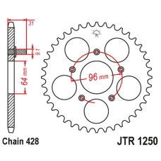 ЗАДНЯ ЗІРКА JR JTR1250 56 HONDA NX 125 '89-90' (JTR1250.56)*(LANC428)