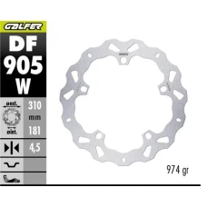 GALFER ДИСК ТОРМОЗНИЙ ПЕРІД BMW R 1300GS '23-'25 (WAVE DISC) (310X181X4.5MM)
