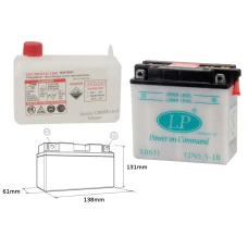 LANDPORT АКУМУЛЯТОР 12N5,5-3B 12V 5,5AH 138X61X131 OBSLUGOWY - ELEKTROLIT OSOBNO (4) UE2019/1148