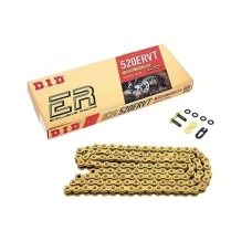 DID 520ERVT-104 ЛАНЦЮГ ПРИВІДНИЙ (104 ЛАНКИ) X-RING (ЗОЛОТИЙ) (ВІДКРИТИЙ + ЗАСТІБКА)