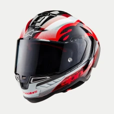 ALPINESTARS ШОЛОМ SUPERTECH R10 TEAM BLACK/CARB/RED/WHITE M