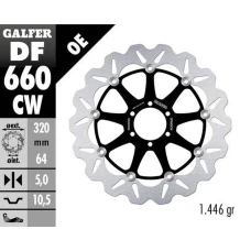 GALFER ДИСК ТОРМОЗНИЙ ПЕРІД APRILIA; BENELLI; BIMOTA; CAGIVA; DUCATI; KTM, MOTO GUZZI; YAMAHA (320X64X5) (WAVE FLOATING)