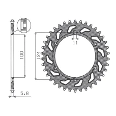 ЗАДНЯ ЗІРКА SUNSTAR 1027 47 DUCATI 750SS '99-'02, 907 PASO '90-'93 (JTR735.47)* (LANC. 520) (102747JT)