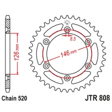 JT ЗІРОЧКА ЗАД 808 50 АЛЮМІНІЙ RACELITE SUZUKI RM/RMZ DR/DRZ (80850JTA) (LANC.520) КОЛІР ЧОРНИЙ