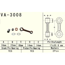 VESRAH ШАТУН KAWASAKI KSF 80 (KSF80) '03-'06, SUZUKI LT 80 (LT80) '87-'06 (VA3008) (MADE IN JAPAN)