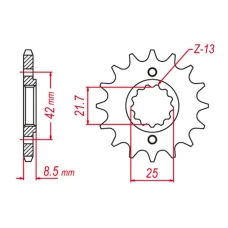 ПЕРЕДНЯ ЗІРКА GROSSKOPF CHT 523 14 KAWASAKI EL250/EX250/KLX250/GPZ250/GPX250 (JTF516.14)