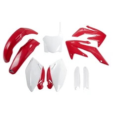 UFO КОМПЛЕКТ ПЛАСТІКОВ (ПОВНИЙ KIT) Z OSLONAMI ТЕЛЕСКОПІЧНИЙ (АМОРТИЗАТОРІВ) HONDA CRF 250R '08-'09 КОЛІР OEM '08 (CZERWONY/BIALY) (HO112E999)