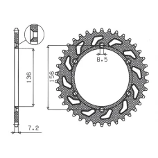 SUNSTAR ЗІРОЧКА ЗАД 4365 43 SUZUKI DR 650 SE '96-'12 (JTR1791.43) (LANC. 525) (436543JT)