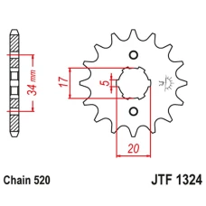 ПЕРЕДНЯ ЗІРКА JR CHT 2060 11 HONDA CRF 230 '03-15' TRX 200 SX FOUTRAX '86-88' '90-97' (206011JT) (LANC. 520)