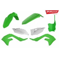 POLISPORT КОМПЛЕКТ ПЛАСТІКОВ KAWASAKI KX 250F '21-'23; KX 450F '19-'23 W КОМПЛЕКТІ TABLICA ПЕРІД (8665900002) КОЛІР ZIELONO БІЛИЙ OEM