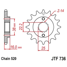 ПЕРЕДНЯ ЗІРКА JR CHT 490 16 DUCATI MONSTER 600/750/900 (49016JT) (LANC. 520)