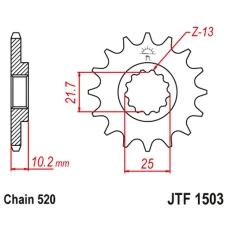 ПЕРЕДНЯ ЗІРКА JR CHT 2061 13 KAWASAKI KSF 250 '87-'04, KEF 300 '95-'03 (206113JT) (LANC. 520)