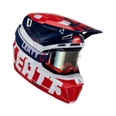 LEATT (НОВИНКА 2023) ШОЛОМ MOTO 7.5 V23 (+ ОКУЛЯРИ VELOCITY 4.5 IRIZ ПОДАРОК) HELMET KIT ROYAL КОЛІР GRANATOWY/CZERWONY/BIALY РОЗМІР XS (53-54 CM)