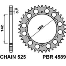 ЗАДНЯ ЗІРКА PBR 4589 44 C45 HYOSUNG GT 650 COMET 04-'15 (JTR1074.44) (LANC. 525)