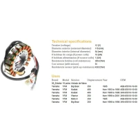 DZE UZWOJENIE ГЕНЕРАТОР STATOR YAMAHA YFM350 BIG BEAR '95-98, WARRIOR '96-'01, KODIAK 400 '93-'98 (ESG434) (OEM-3HN-8510-10-00, OEM-4GB-85510-1