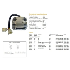 DZE РЕГУЛЯТОР НАПРУГИ SUZUKI DR350 SE 95-99, LS650 96-11, SV650 98-01 (32800-24B01) (ESR123) (35A)