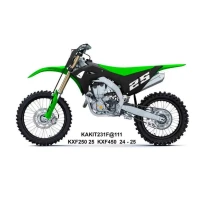 UFO 2025/04 КОМПЛЕКТ ПЛАСТІКОВ (ПОВНИЙ KIT) Z OSLONAMI ТЕЛЕСКОПІЧНИЙ (АМОРТИЗАТОРІВ) KAWASAKI KXF 250 '25-, KXF 450 '24-'25 КОЛІР ЧОРНИЙ  / ЗЕЛЕНИЙ