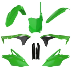 POLISPORT КОМПЛЕКТ ПЛАСТІКОВ (ПОВНИЙ KIT) KAWASAKI KXF 250 '17-'20 W КОМПЛЕКТІ TABLICA ПЕРІД (8665900001) I КРИШКИ AMORTYZAROROW (8351800002) КОЛІР ЗЕЛЕНИЙ ЧОРНИЙ
