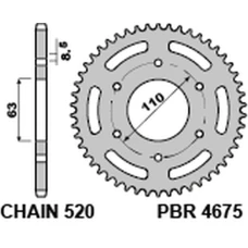 ЗАДНЯ ЗІРКА PBR 4675 43 C45 KTM 125/200 DUKE '14-18, 390 DUKE/RC '13-18 (JTR890.43) (LANC. 520)