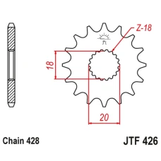 ПЕРЕДНЯ ЗІРКА JR CHT 426 12 SUZUKI GN 125 '92-'00, GS 125 '79-'00 (42612JT) (LANC. 428) ПІД ЗАМОВЛЕННЯ